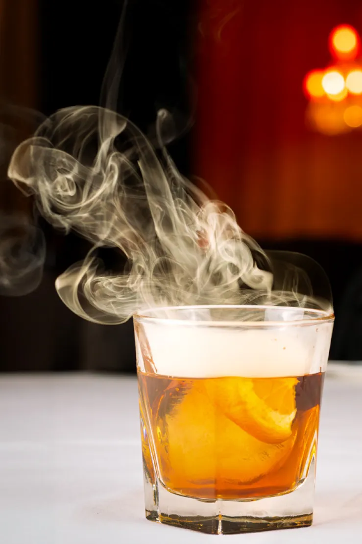 A smoky old fashioned